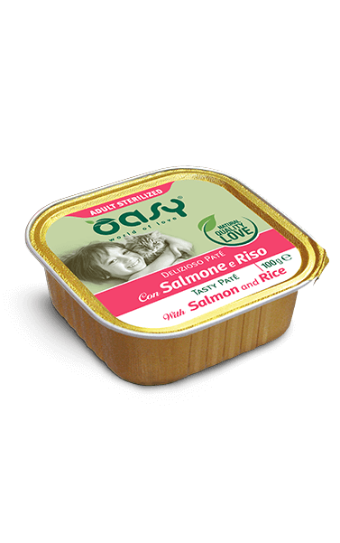 Oasy Deliziono Paté Adult Sterilized Salmone e Riso Umido Gatto 100 Gr Oasy Deliziono Paté Adult Sterilized Salmone e Riso Umido Gatto 100 Gr